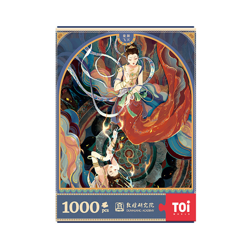 TOi Puzzle 1000 Pieces - Dunhuang Series, Mogao Caves Dancing Flying Apsaras - Challenging Jigsaw for Adults