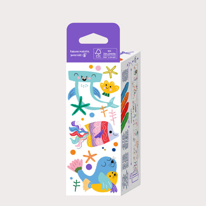 Hakuyoka Mini Colouring Roll Kit Set - Sealife, Creative Coloring Roll for Kids, Portable & Fun Art Activity, FSC Certified Paper & Beeswax Crayons