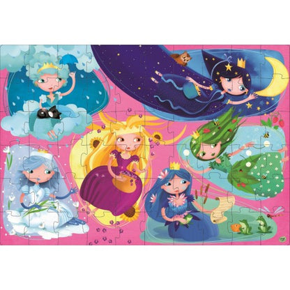 Sassi Book and Giant Puzzle - Nature Princesses, 60 pcs